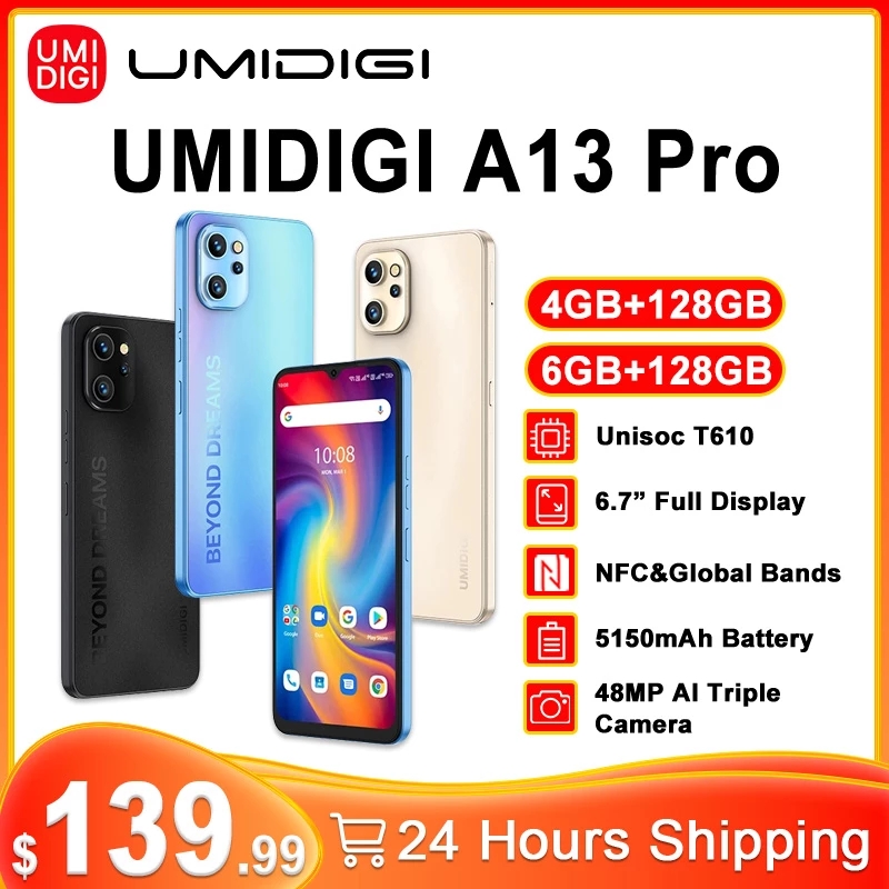 [World Premiere]UMIDIGI A13 Pro 4/6GB+128GB 6.7" Display NFC Global Version Smartphone 5150mAh Battery 48MP AI Triple Camera