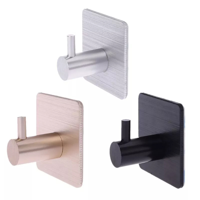 Self Adhesive Wall Hook Towel Hook For Kitchen Stainless Steel Coat Hook Rack Towel Hooks Hanger Door Hook Bathroom Accessories