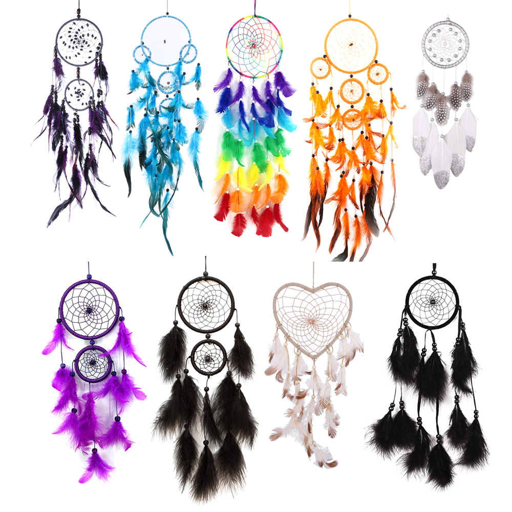 Romantic Dream Catcher Handmade Traditional Dream Catcher Yin Yang 50" Long Home Decoration Feather Dream-catcher