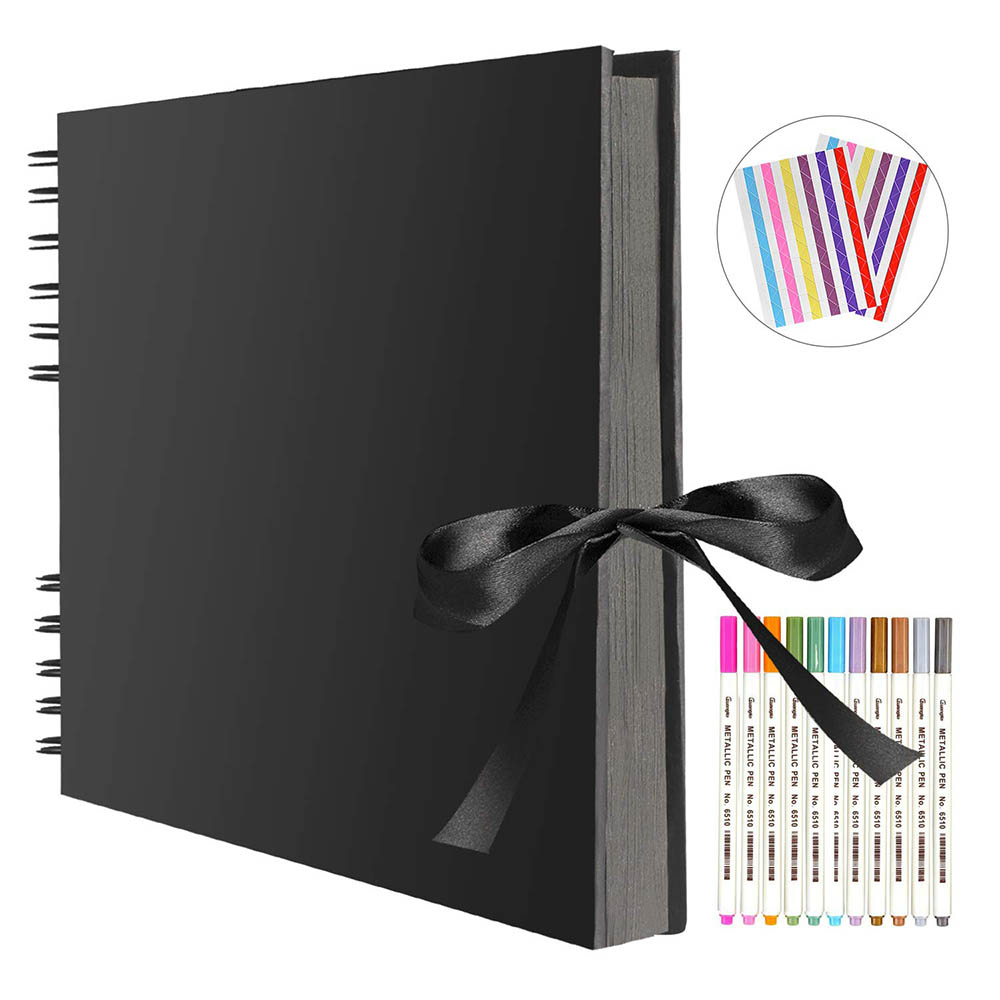 ZK20 80 Black Pages Memory Books DIY Craft Po Albums Scrapbook Cover Kraft Album For Wedding Anniversary Gifts Memory Books
