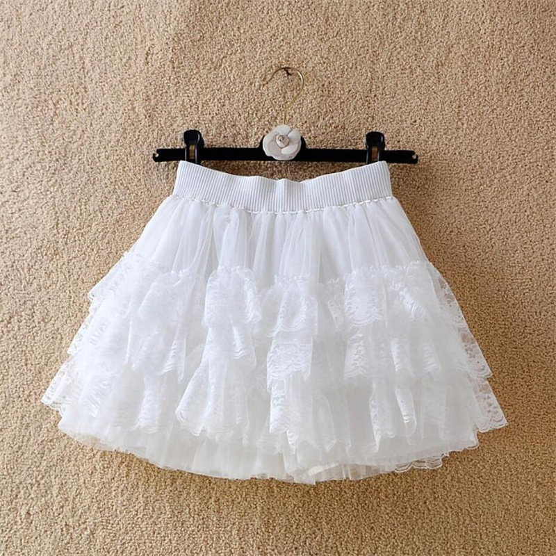 Summer Sexy Women High Waist Skirt Dancing Big Swing Tutu Skirts Multi-Layer Lace Mesh Cake Short Skirt Ladies