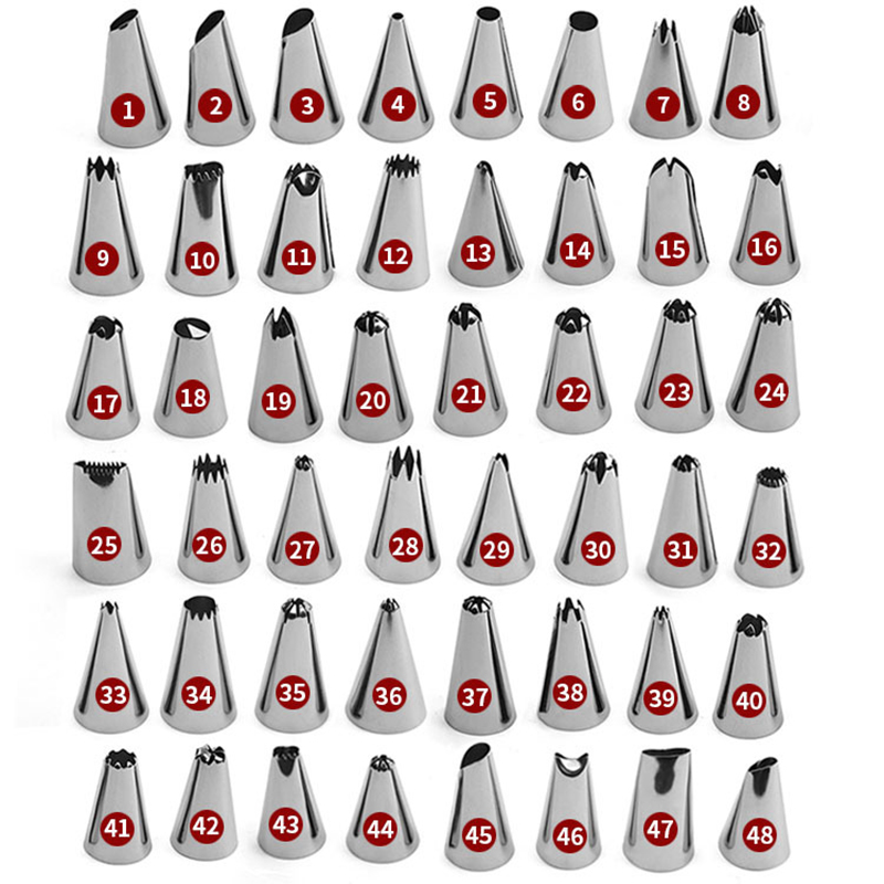 Cake Decorating 10/24/48Pcs/set Good  Stainless steel Icing Piping Nozzles Pastry Tips Set Cake Baking Tools Accessories