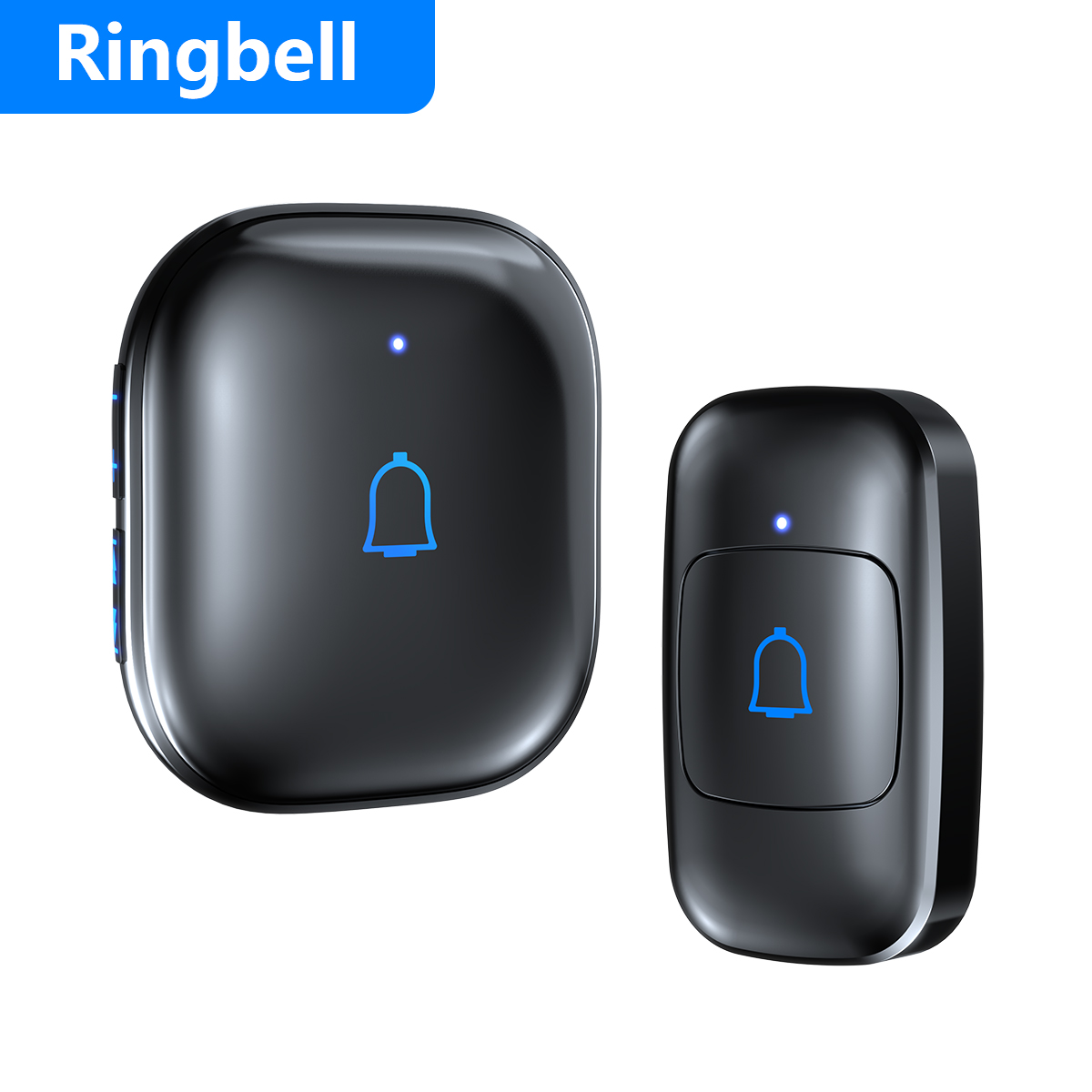 RingBell Waterproof Wireless Doorbell 300m Outdoor Smart Home Door Bell Chime Kit with 56 Melodies LED Flash 7 Level Volume
