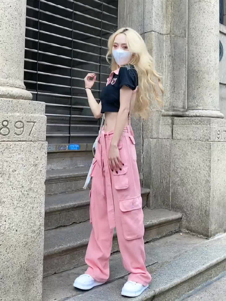 Pink Girl Overalls Summer Women's Design Sense Long Jeans Pure Desire Phoenix High Sense