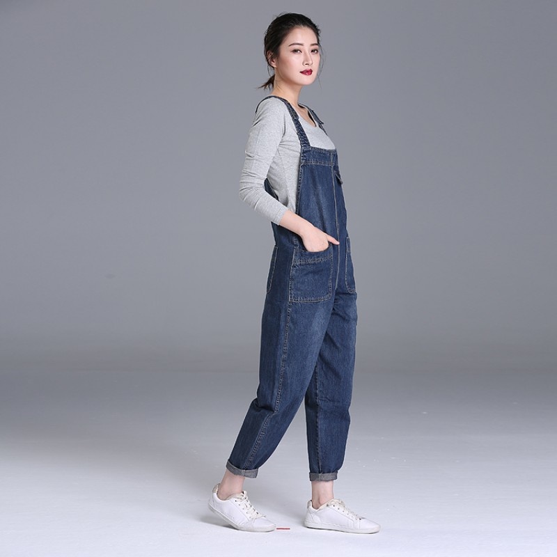 Women Cowboy Overall High Waist Jumpsuit Female Loose Jeans Woman Pants Plus Size Jean Boyfriend  High  Clothes