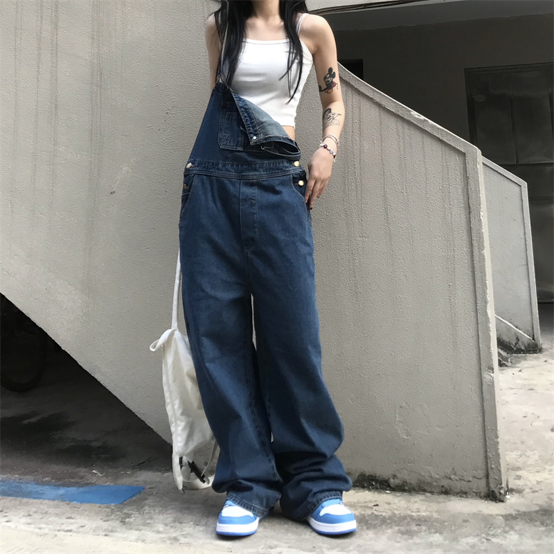 Vintage Boyfriend Jeans Overalls for Womens Japanese  Harajuku Clothing Teenage High Street Baggy Denim Pants Streetwear