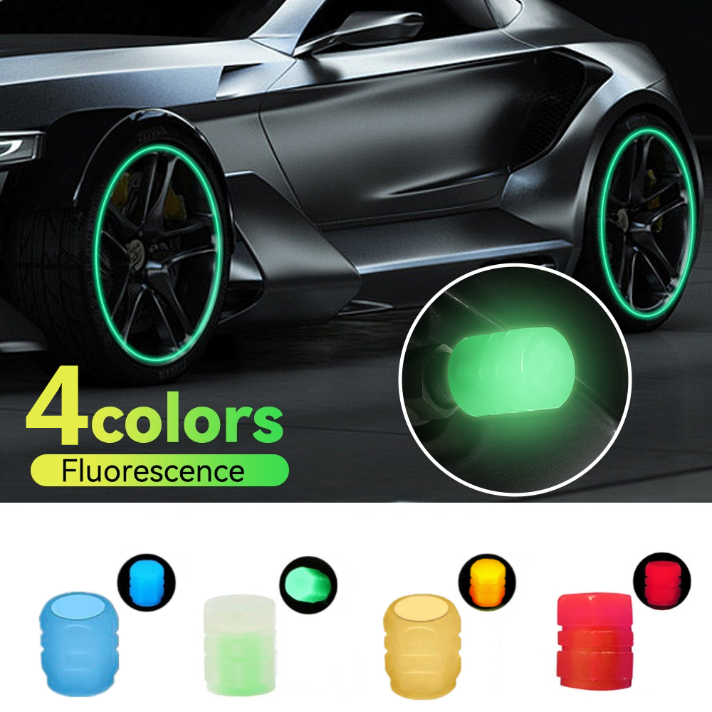 Luminous Valve Cap Night Glowing Tires Accessories Tyre Stem Cover Universal Reflective Car Motorcycle Bike Cycle Valve Stems