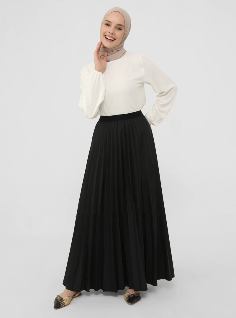 Muslim Skirt Women Modest Clothing Solid Big Swing Skirt Pleated Mopping Floor Middle Eastern Arab Long Elegant Women Skirts