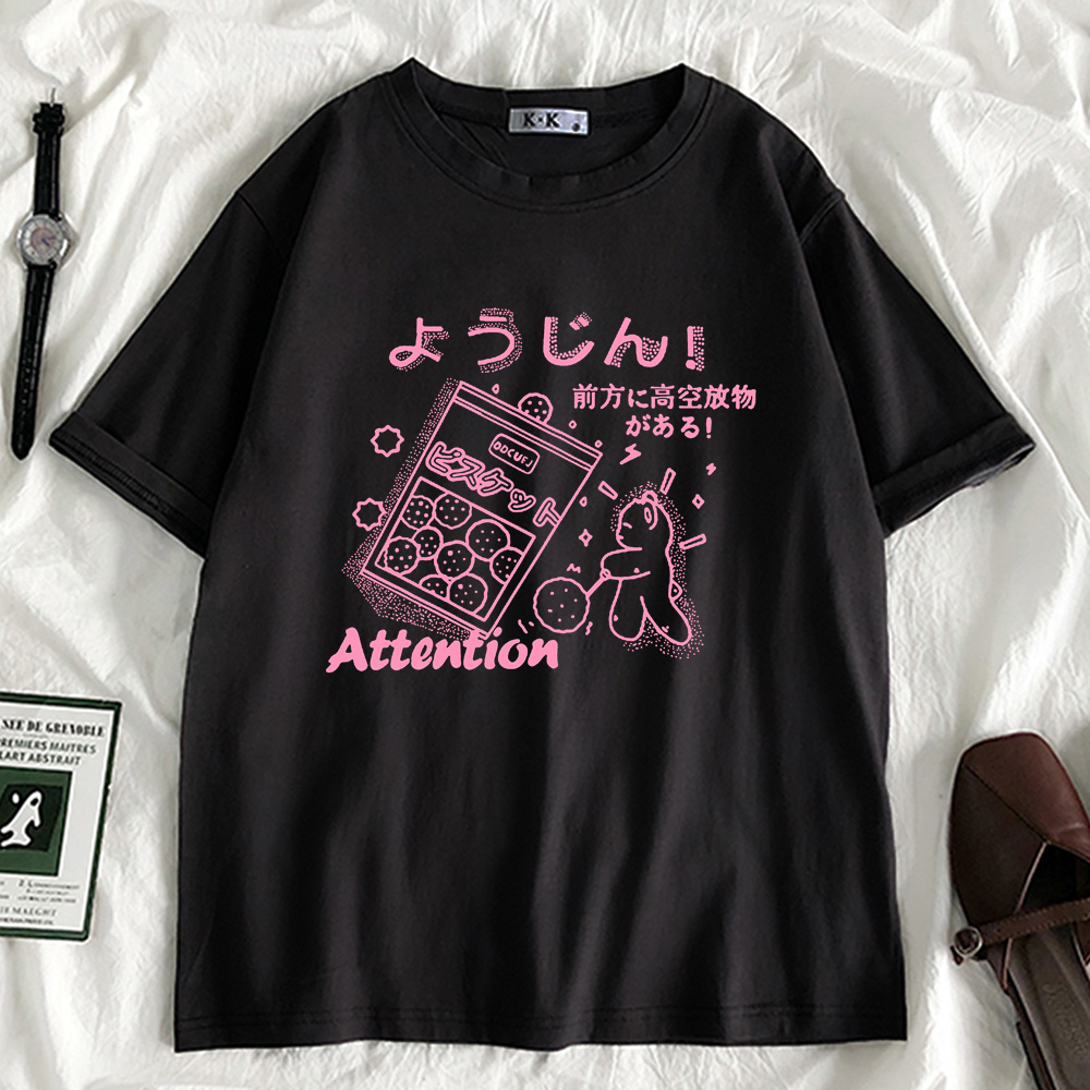 Women Anime Bear Punk Funny T Shirt Gril Summer Print Harajuku Y2K Clothes Oversized T-shirt Gothic Tee Shirt Femme Tops