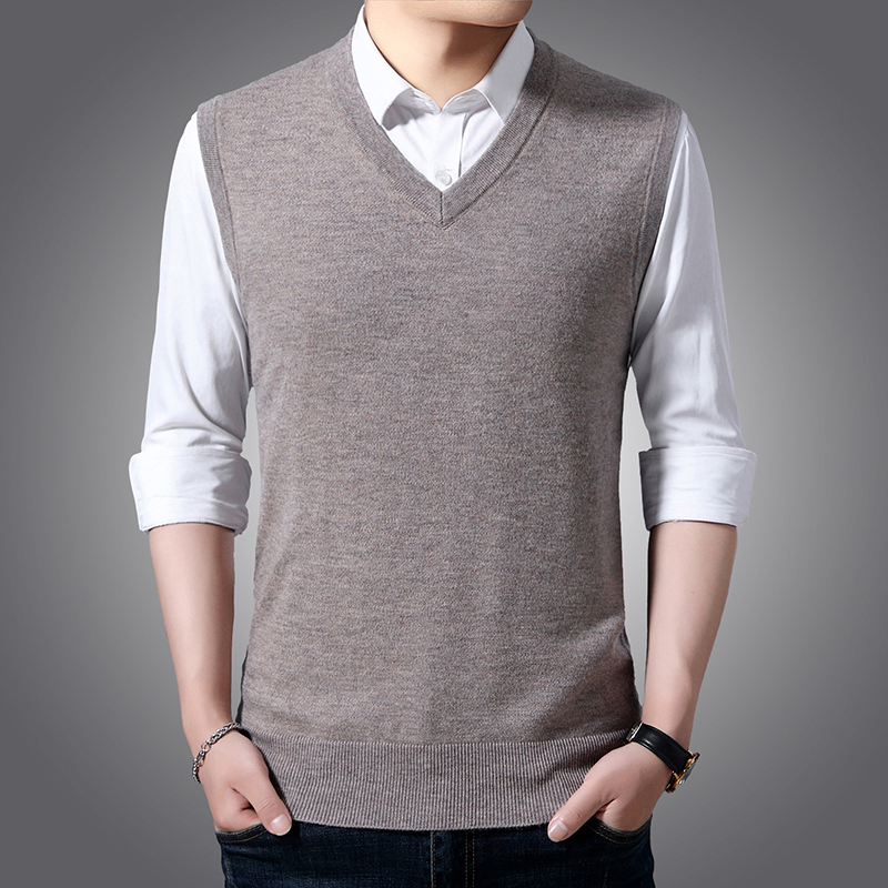 Classic Style 8 Colors Men's V-neck Vest Sweater Business  Casual Solid Color Sleeveless Pullover Vest Tops Male 