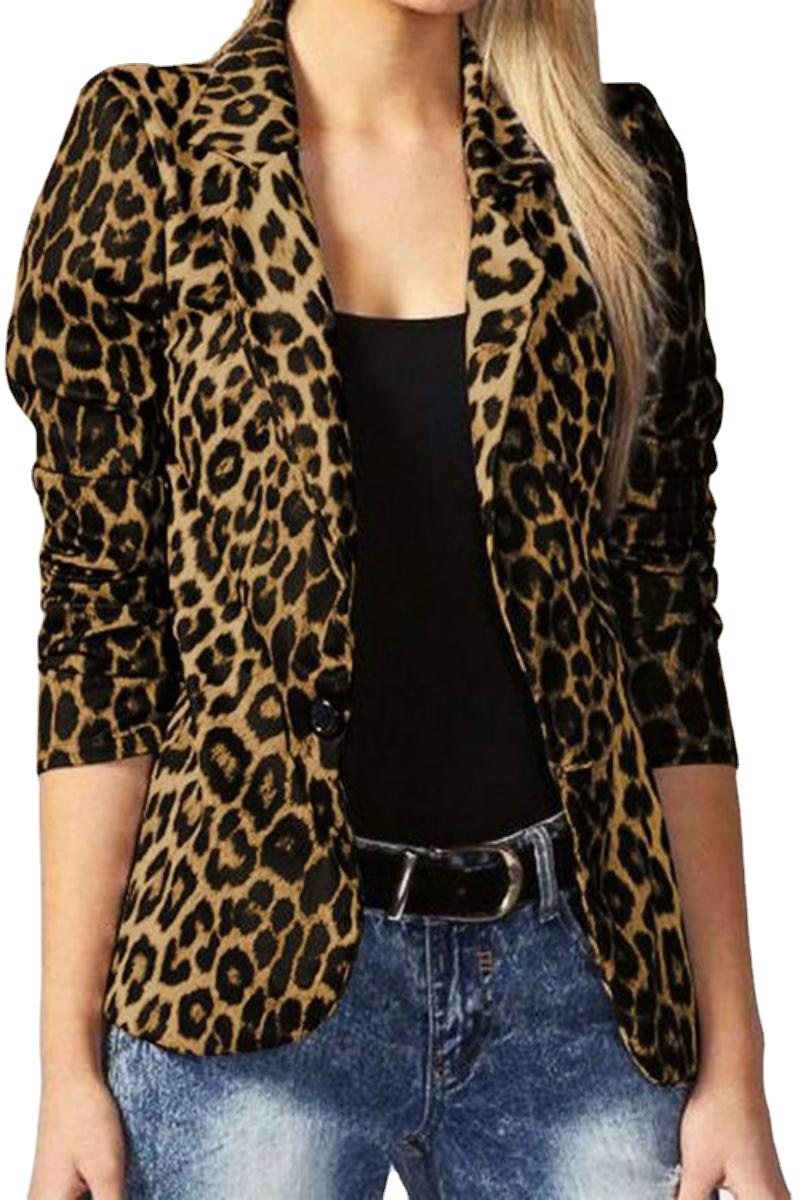Slim  jacket leopard print ropa de mujer blazer for women