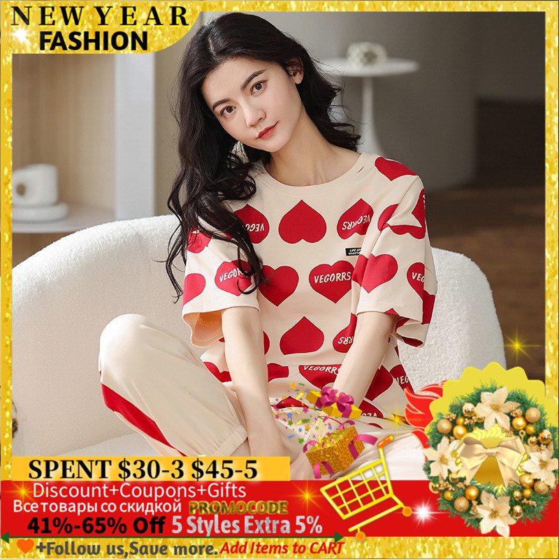 Summer Pajama Sets Short Sleeved Drop Stitch Striped Knitted Cotton Sleepwear Elegant Women's Pajamas Lounge Home Pijama Mujer