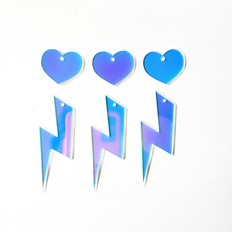 (10pcs/lot) Acrylic laser Cut Iridescent Mirror Jewelry DIY Accessories Heart lighting For Earring Wedding Party Home  decorate