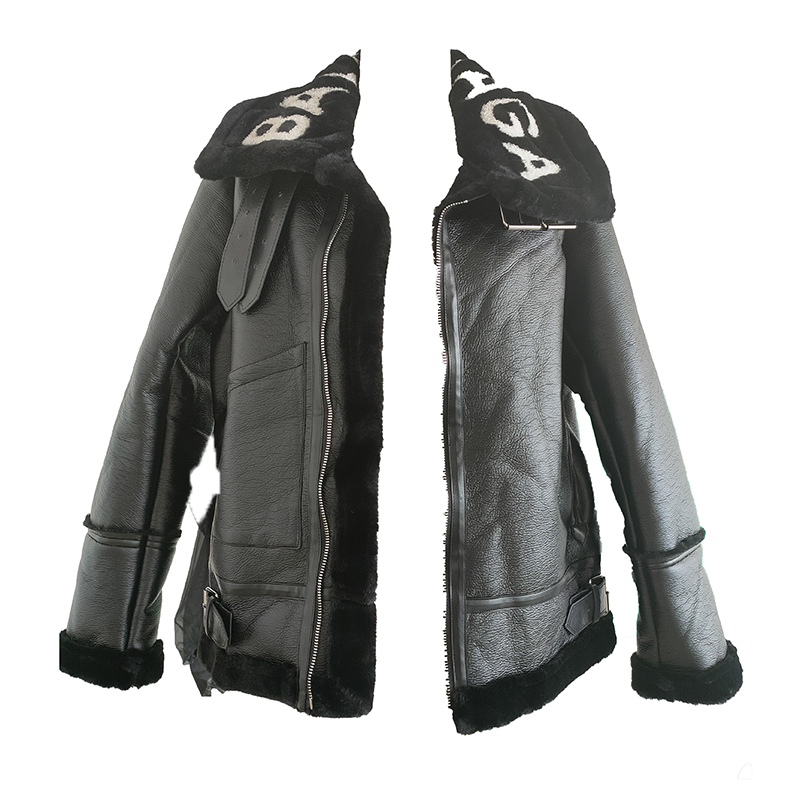  Winter Women's High  PU Coat Plus Size Thick Warm Lamb Fur Short Letter Tie Dye Woman Winter Coat