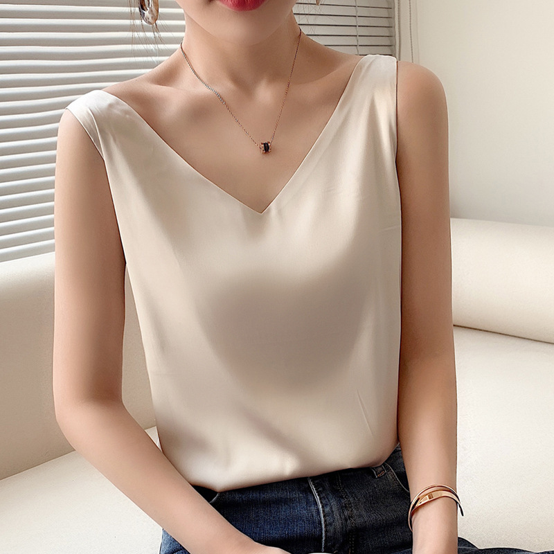Tank Top Solid Halter Crop Tops Women Summer Camis Backless Camisole Satin Silk Tee Female Sleeveless Cropped Vest