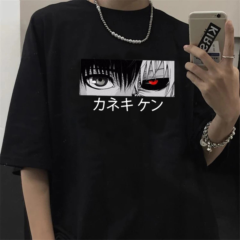 Japanese Anime Kaneki Ken Y2k Tokyo Ghoul T Shirt Men Kawaii Manga Graphic Tees  Tshirt Summer 90s Tops T-shirt Male