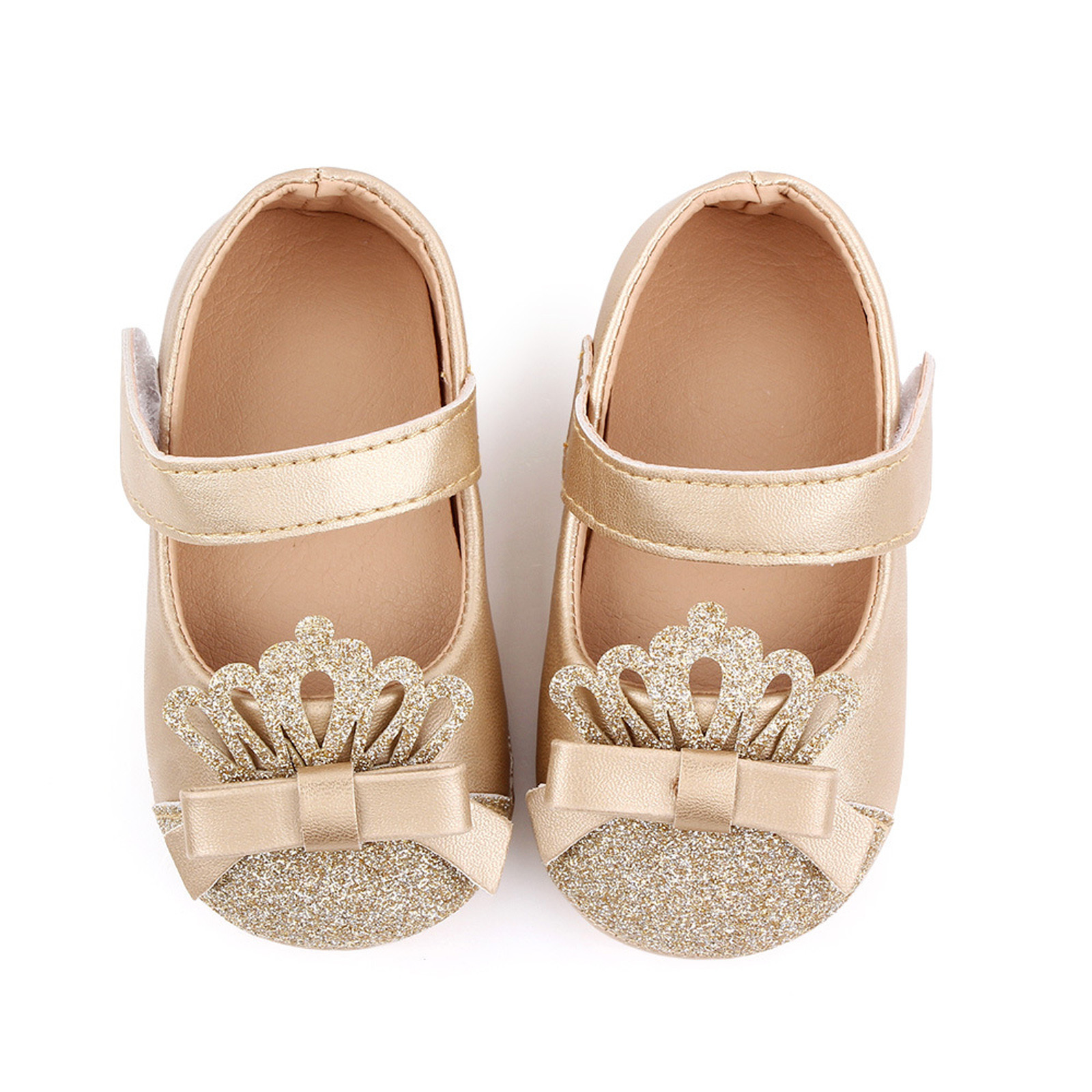 Summer baby shoes Baby Girls Sandals Crown Kids Shining Crown Leather Shoes Soft First Walking Princess Shoes for 0-18 Months