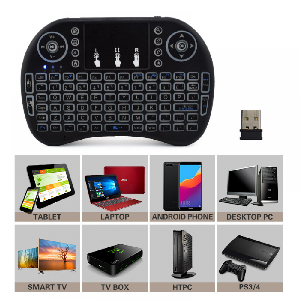 i8 3 Colors Backlit 2.4G Wireless Keyboard Air Mouse English Russian Spanish Touchpad Handheld for Android TV BOX Max plus