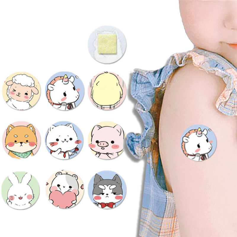 120pcs/lot Cartoon Animal Pattern Vaccinum Patch Skin Tape Sticker Waterproof Breathable Band Aid Adhesive Bandages for Children
