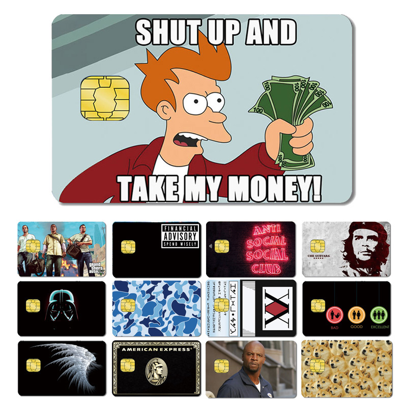 Magic Shark   Bear Crayon Skin Sticker Film Tape Case for Big Small Credit Debit Card One Side