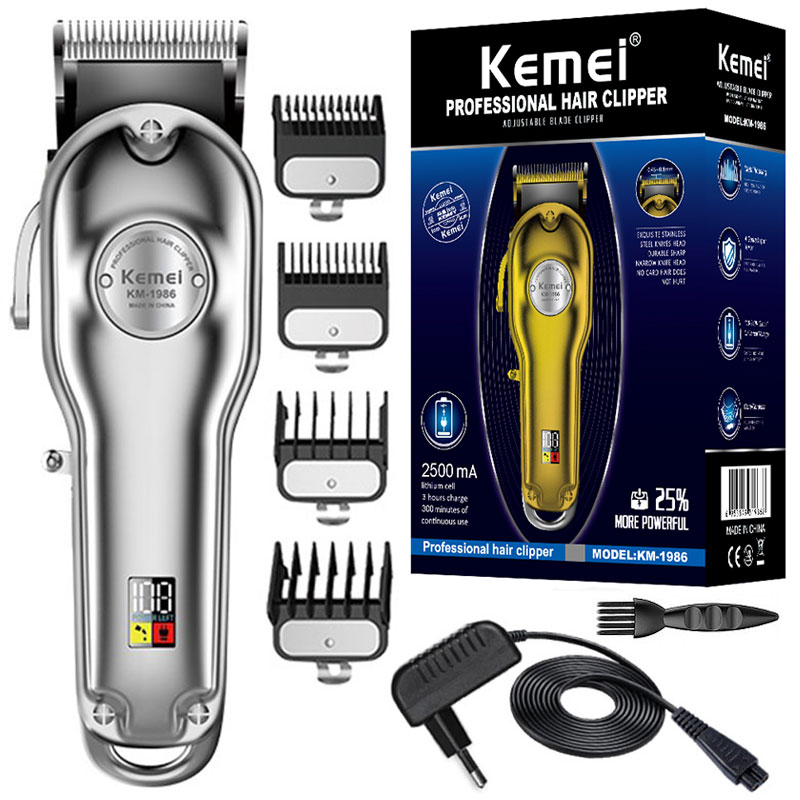 Kemei 1986 Professional full metal adjustable hair clipper barber cordless hair trimmer for men electric hair cutting machine