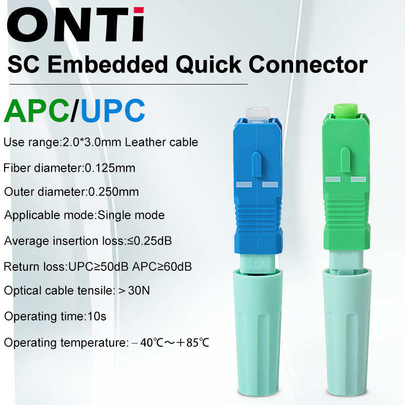 ONTi SC APC SM Single-Mode Optical Connector FTTH Tool Cold Connector Tool SC UPC Fiber Optic Fast Connector