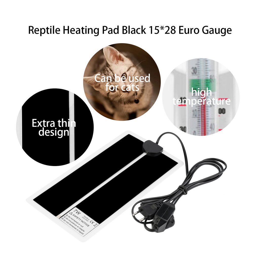  Portable Heating Pad 7W EU 220V Adjustable Temperature Reptile Heating Heater Mat Size Super Thin Pet For Dog Cat