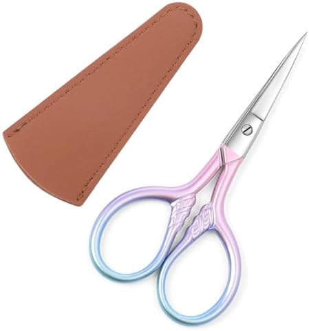 Personal Care Professional Beauty Tools (pink) Small scissors Facial hair removal and ear, nose and eyebrow, beard trimming Stainless steel fine straight head scissors
