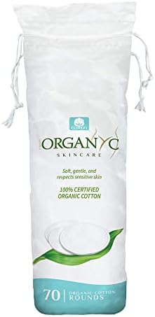 Organyc 100% Organic Cotton Rounds - Biodegradable Cotton, Chemical Free, For Sensitive Skin (70 Count) - Daily Cosmetics. Beauty and Personal Care