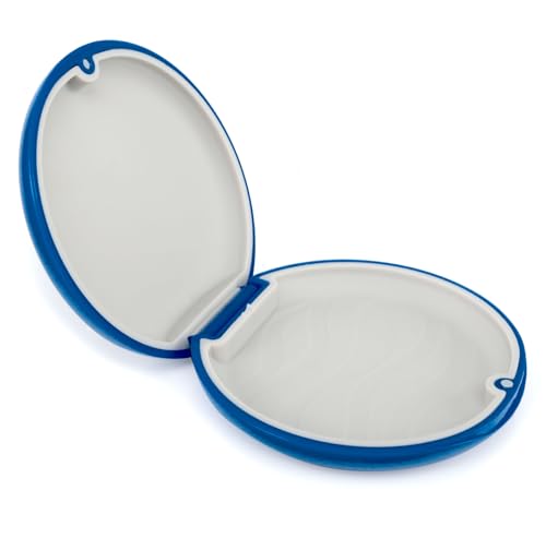 Retainer Case, Slim Aligner Case Compatible with Invisalign, Night Mouth Guard Case, Retainer Holder, Food Grade Silicone Pad, Magnetic Closure, Azure w/Dark Gray Inner