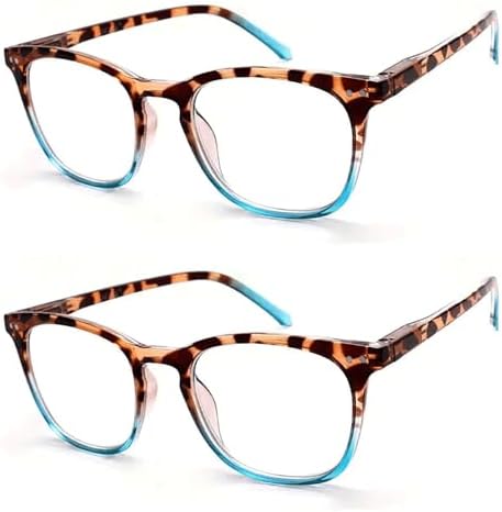 Peshoriadm Reading Glasses, Women's Sexy Leopard Print Reading Glasses (+2.0,Blue)