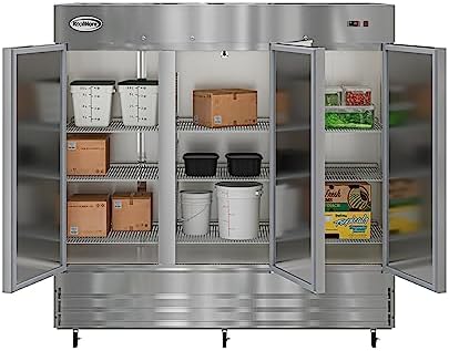 KoolMore RIR-3D-SS 81 in. Three Stainless Steel Upright Commercial Reach-in Refrigerator, ETL Listed-72, 72 Cu. Ft. (3 Doors), Silver