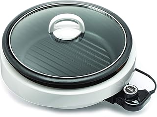 Aroma Housewares ASP-137 Grillet 3Qt. 3-in-1 Cool-Touch Electric Indoor Grill Portable, Dishwasher Safe, 3-Quart, White