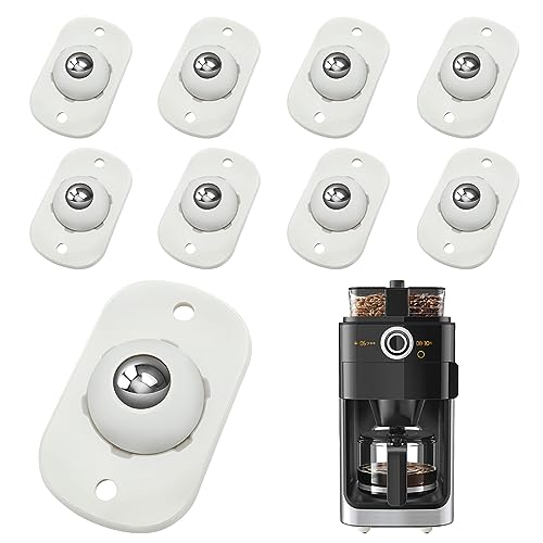 Self Adhesive Mini Caster Wheels, 360° Swivel Stainless Steel Sticky Pulley, Smooth Rotation Universal Roller for Trash Can, Storage Box, Furniture and Kitchen Appliances (8, White)