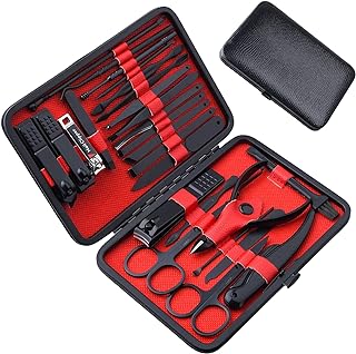 26 PCS Nail Clippers, ONEHERE Premium Manicure Set, Professional Grooming Gift Kit, Pedicure Kit, Facial, Hand, Foot, Cuticle Nail Care Tools, Fingernail Clippers with Luxurious Portable Travel Case