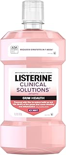 Listerine Clinical Solutions Gum Health Antiseptic Mouthwash, Antigingivitis & Antiplaque Oral Rinse Helps Prevent Buildup & Immediately Kills Germs for Healthier Gums, ICY Mint, 1 L