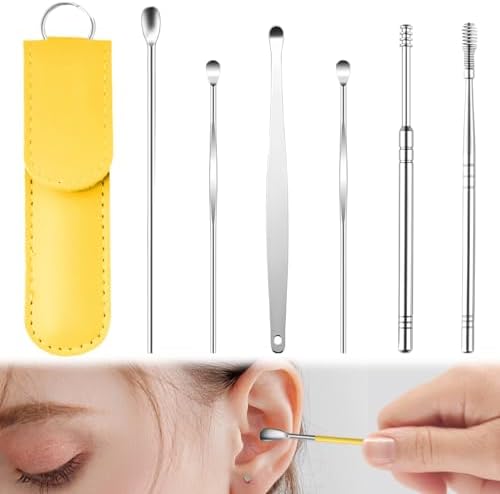 Ear Wax Removal Kit - 2024 Upgraded Ear Cleaning Tool Set,360degree Spiral Design Canal Cleaner Stainless Steel,Portable Ear Cleaner Earwax Removal Tools with Pu Leather Case for Home Traveling