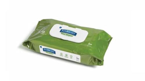 FitRight Personal Cleansing Wipes with Aloe (8x10 inch), 600 Pieces Moisturizing Body Wipes for Adults Bathing and Incontinence Cleaning, Scented Cloth Adult Wipes for Elderly Care