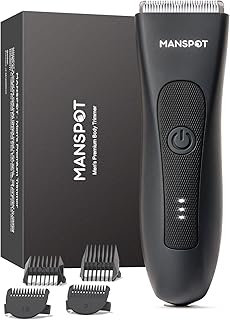 MANSPOT Manscape Groin & Body Hair Trimmer for Men, Electric Ball Trimmer Pubic Trimmer Shaver,Manscape Kit with 4 Guard,Replaceable Ceramic Blade Heads,Waterproof Wet/Dry Shaver,90 Minutes Shaving