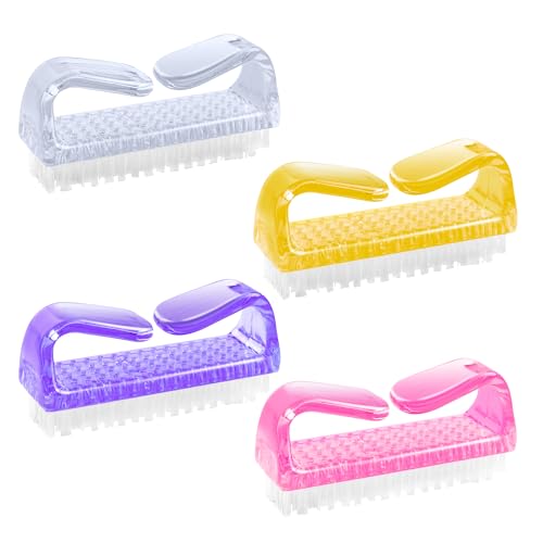 4 Pack Nail Brush - Fingernail Brush, Handle Grip Brushes Cleaner Hand Scrub Cleaning Brush Kit for Toes, Shower,Garden,Pet, for kids & Women & Men