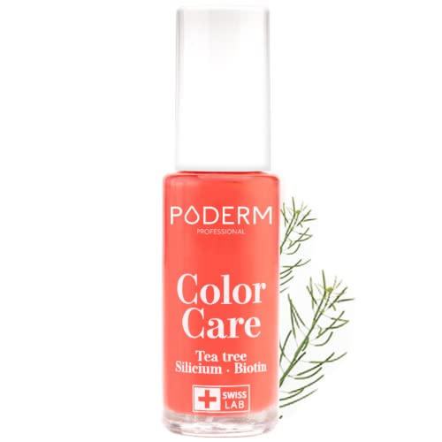 PODERM - nail Polish – Enriched with Tea Tree – Improves nail appearance – Ingredients Natural/Vegan - foot/hand - Swiss Made (Coral Pink)