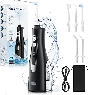 Water Dental Piks Tooth Brush for Cleaning for Home Travel - Water Dental Flosser Teeth Pick - 4 Modes Cordless Oral Irrigator - 300ML Portable and Rechargeable IPX7 Waterproof