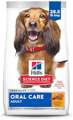 Hill's Science Diet Oral Care, Adult 1-6, Plaque & Tartar Buildup Support, Dry Dog Food, Chicken, Rice, & Barley, 28.5 lb Bag