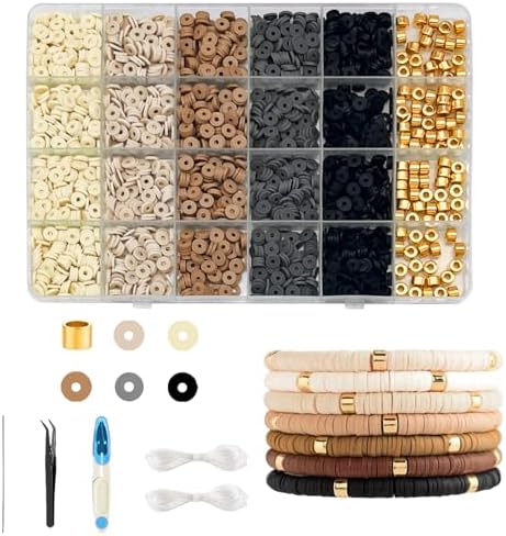 SEMATA Coffee Bracelets for Women Bracelets Making Kit Clay Beads for Jewelry Making Clay Beads for Bracelets Making Bracelet Clay Bead Kit Friendship Bracelets Making Kit