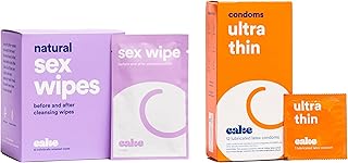 Hello Cake On-The-Go Must-Haves Set - Includes 12 Individually Wrapped Sex Wipes and Ultra Thin Condoms - Premium Silicone Lubricated Latex Condoms for Men & Personal Hygiene Wipes