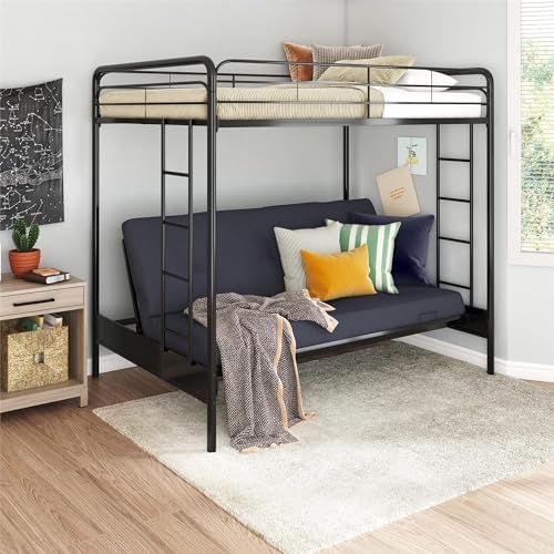 DHP Sammie Full Over Futon Metal Bunk Bed, Black