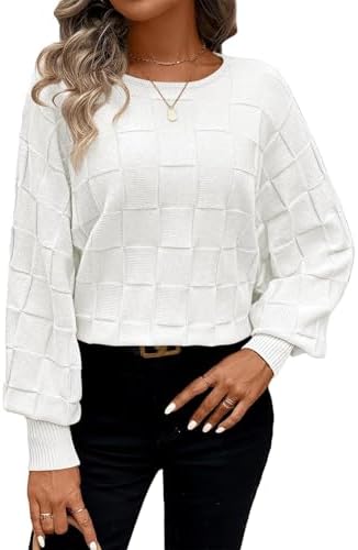 Pink Queen Women's Fall Sweaters 2024 Casual Long Batwing Sleeve Oversized Crewneck Pullover Winter Fashion Trendy Outfits