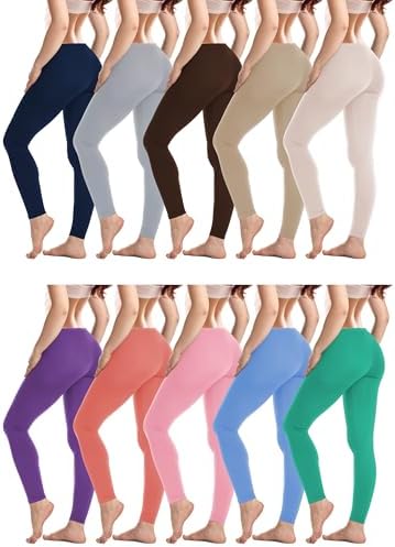 Sexy Basics Womens Ultra Soft Cotton Stretch Full Length Footless Leggings Skinny Pant Tights | Multi Packs & Colors