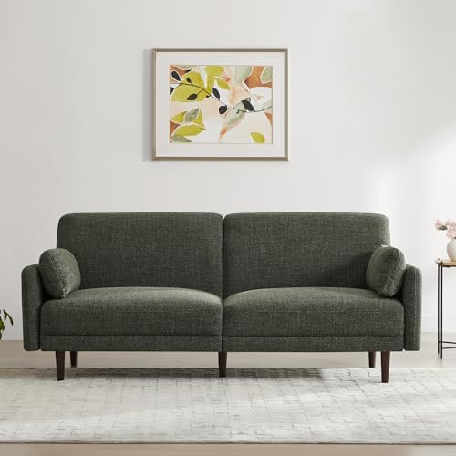 CHITA Mid-Century Modern Sofa, Fabric Couch for Living Room with Solid Wood Leg, No-Tools Assembly, 73''W, Olive