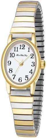 BOSHIYA Two Tone Watches for Women Easy Read Analog Quartz Women Watch with Stainless Steel Expansion Band Ladies Wrist Watches Waterproof